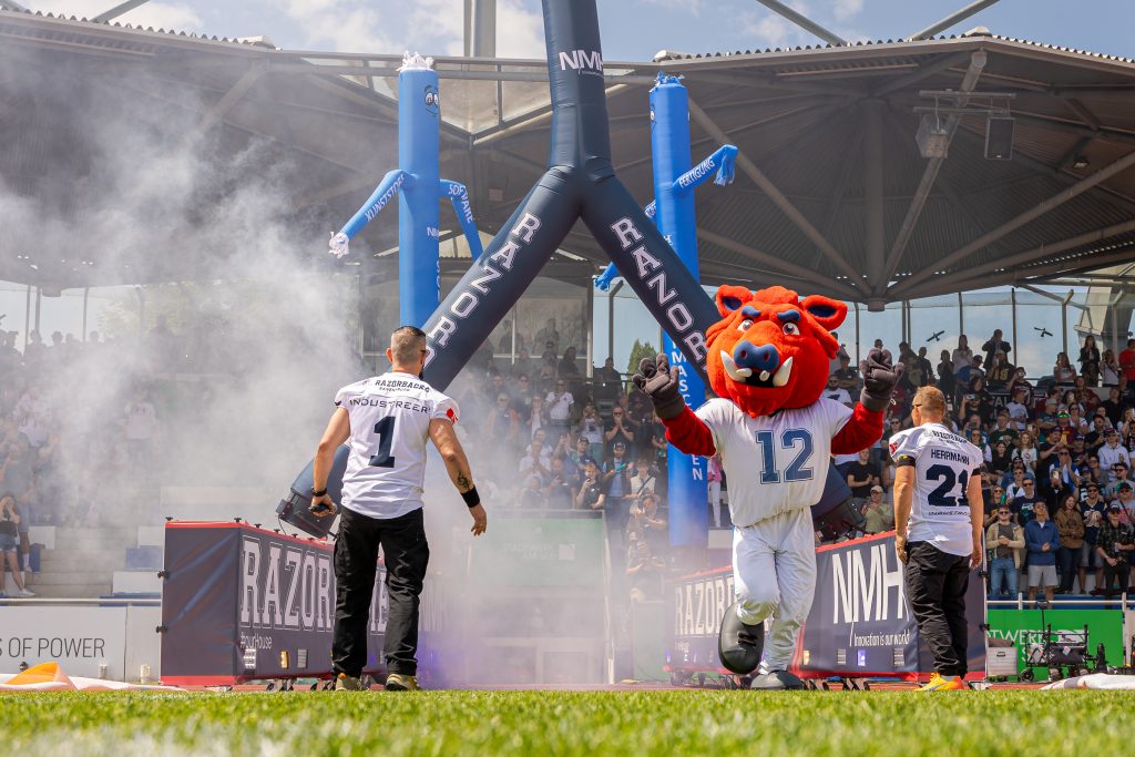 #

ifm Razorbacks Ravensburg vs Muhlenberg Mules, American Football, German Football League, Preseason Game, 2025, 18.05.2025,

Foto: Foot Bowl/Sebastian Just